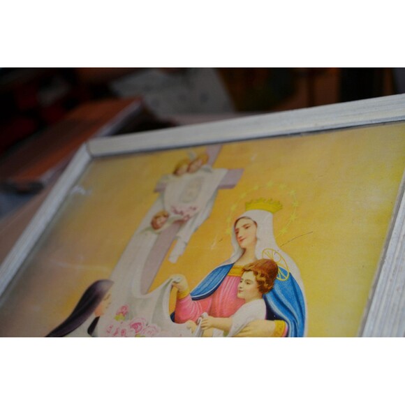 1940s St. Theresa Little Flowers of Jesus Framed Art - Picture 3 of 7